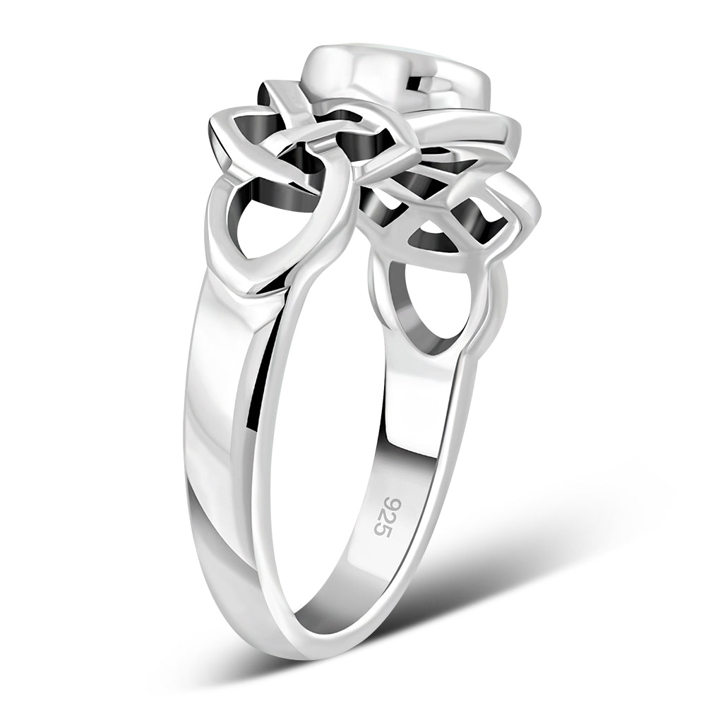 Mother of Pearl Sea Shell Celtic Silver Ring