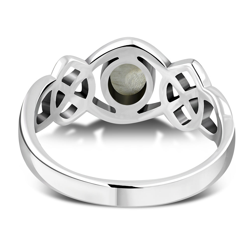 Mother of Pearl Sea Shell Celtic Silver Ring