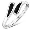 Anillo de gotas de plata esterlina con ónix negro