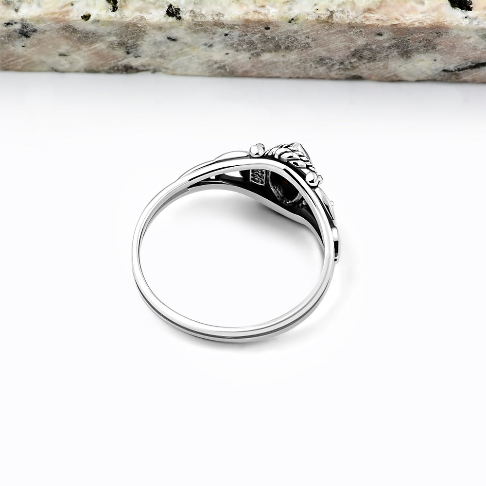 Garnet Stone Sterling Silver Ring
