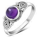 Amethyst Spiral Sterling Silver Ring