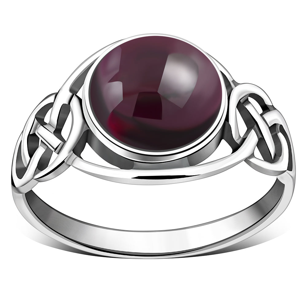 Anillo de plata celta con piedra granate