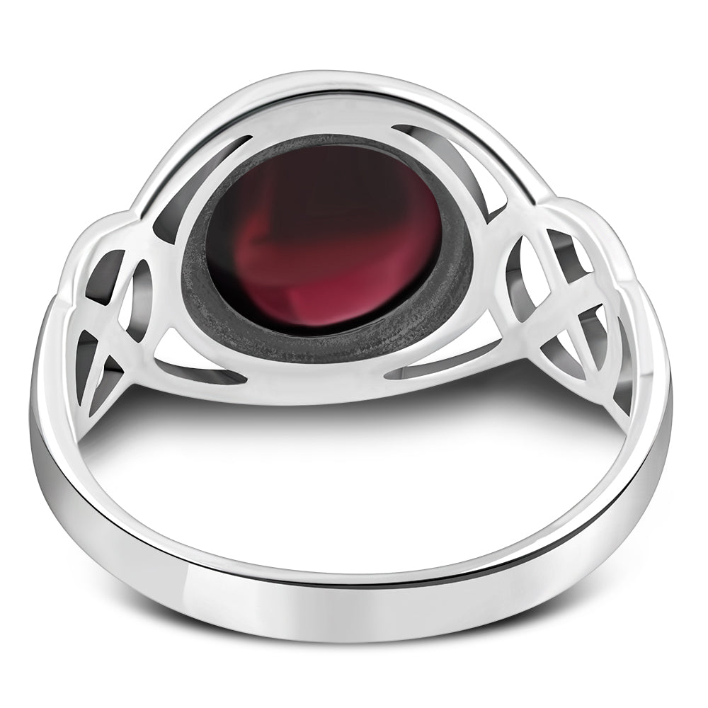 Anillo de plata celta con piedra granate
