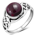 Anillo de plata celta con piedra granate