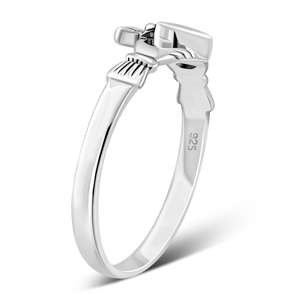 Mother of Pearl Irish Claddagh Silver Ring