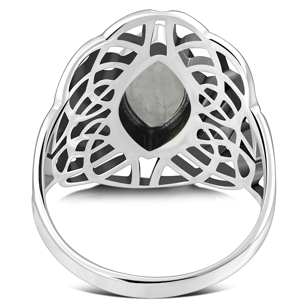 Large Mother of Pearl Celtic Silver Ring