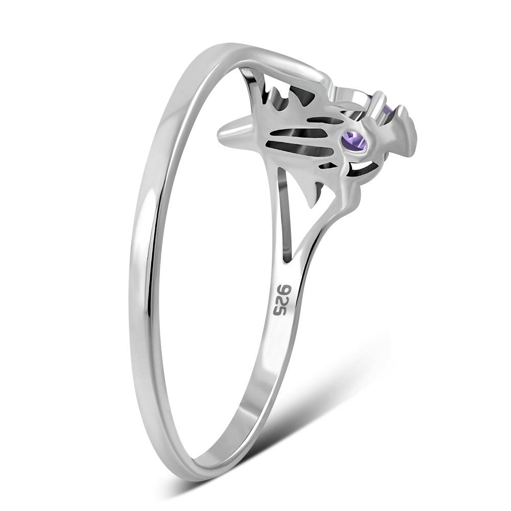 Anillo de plata con piedra amatista y cardo escocés
