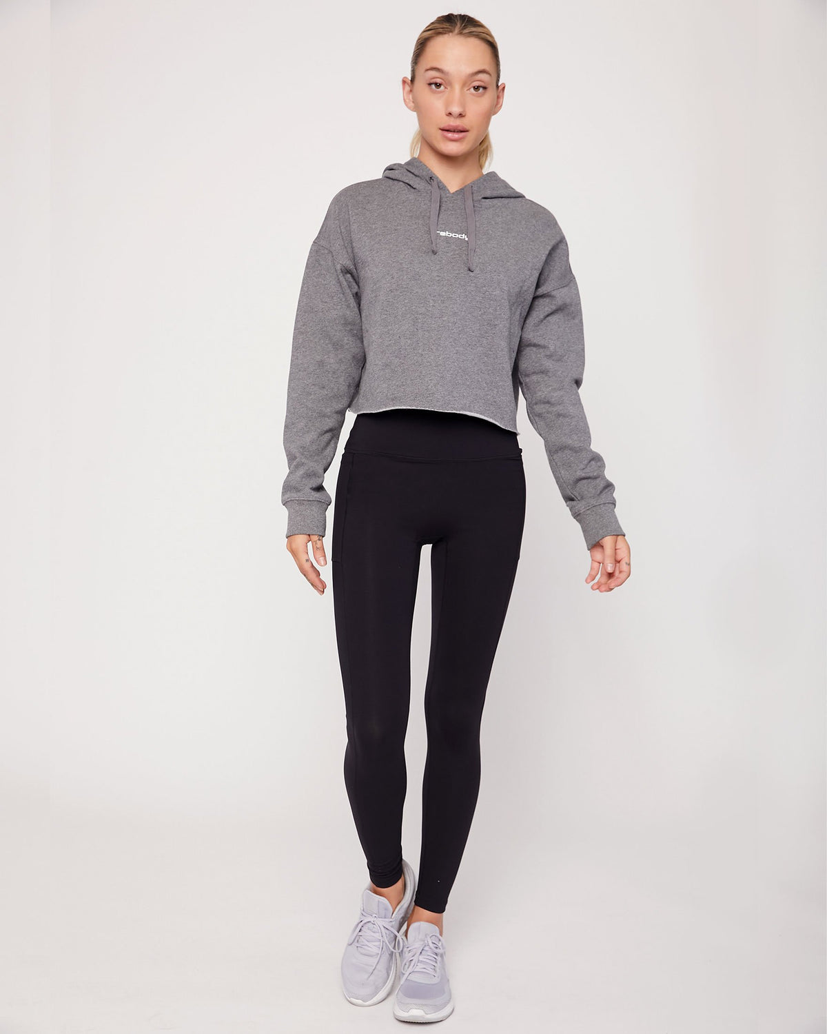 Rebody Logo Fleece Crop Hoodie
