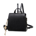 Brangio Italy Convertible Designer Backpack Purse – Elegant Black Embossed Leather With Heart & Key Charm