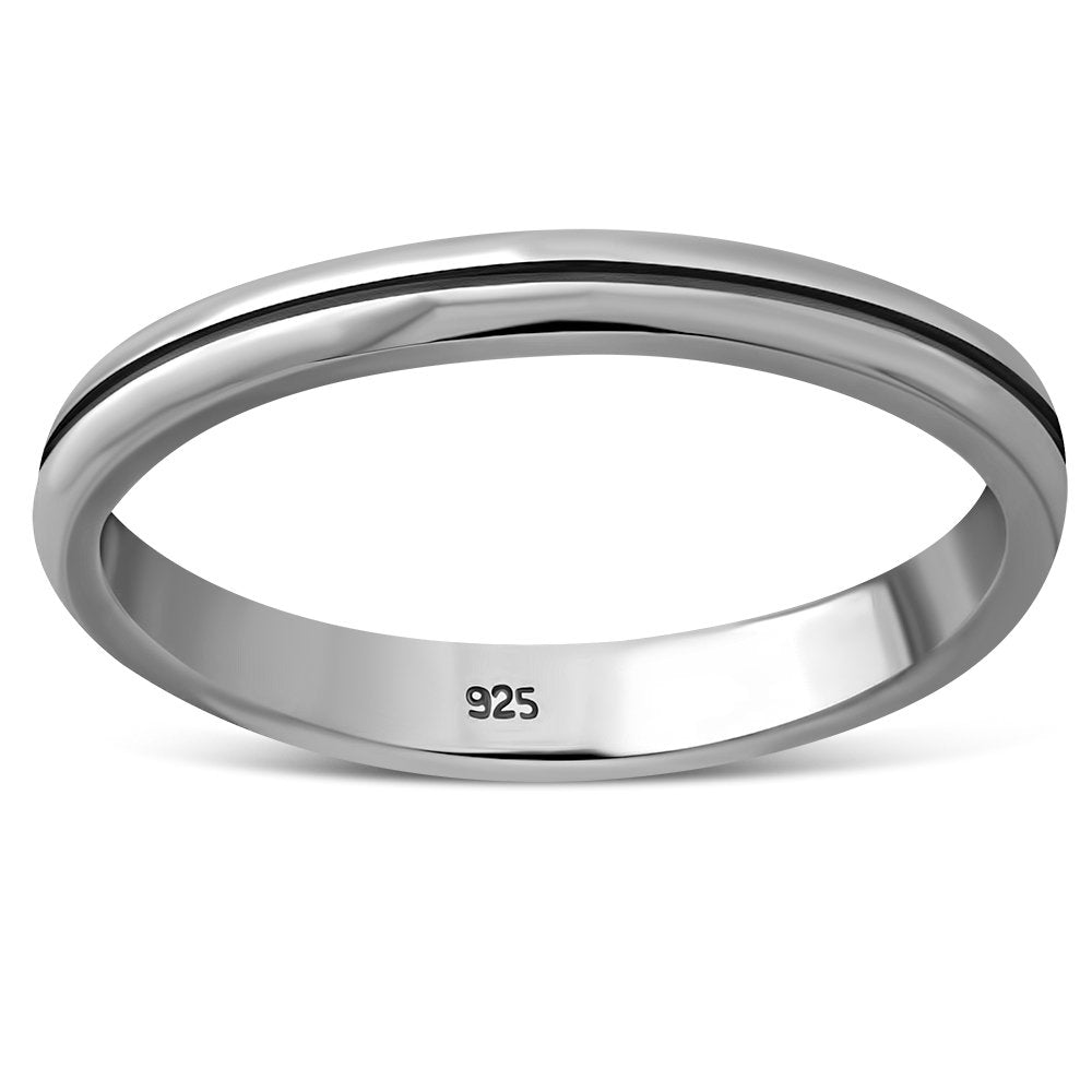 Anillo de banda de plata sencillo y liso