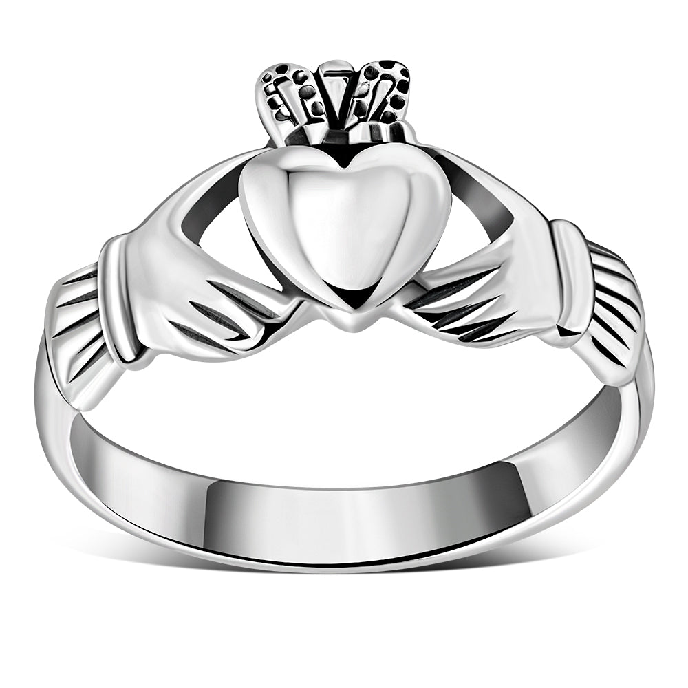 Anillo Claddagh de plata de ley lisa