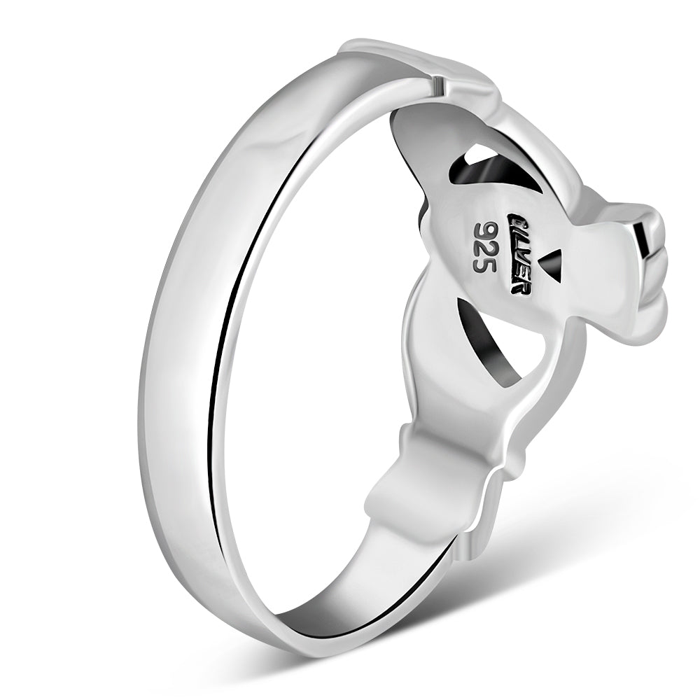Anillo Claddagh de plata de ley lisa