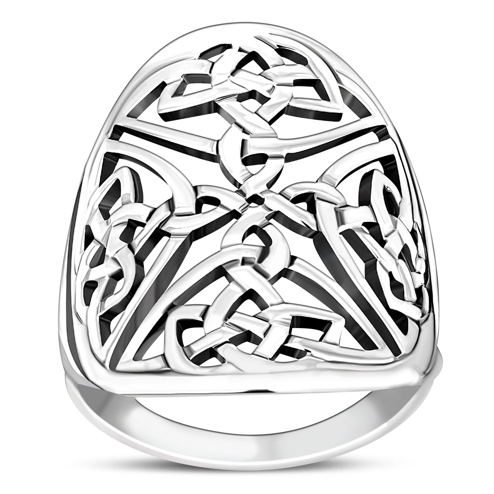 Anillo celta de plata grande y liso