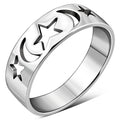 Moon & Stars Silver Band Ring