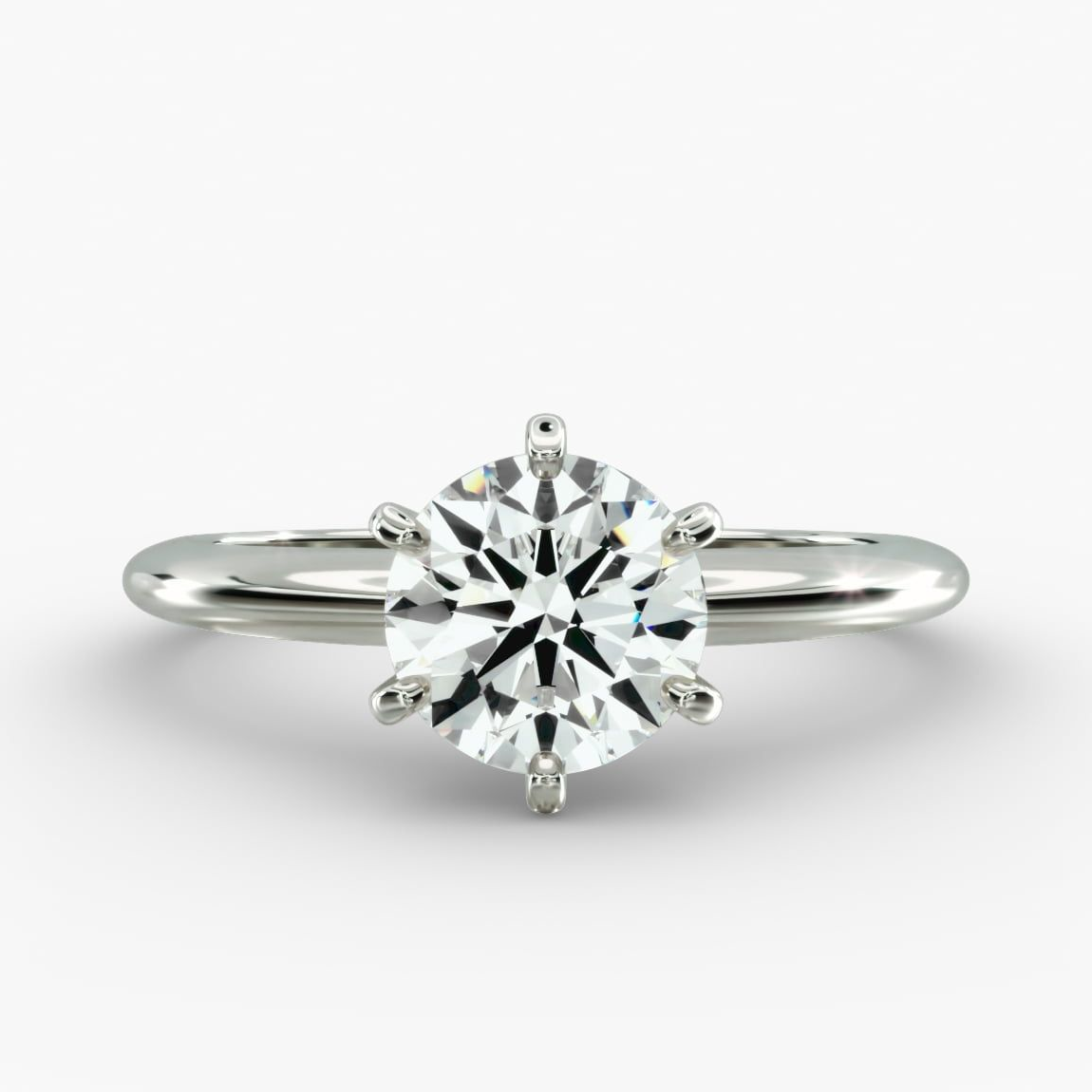 Pierścionek zaręczynowy z sześcioramienną oprawą typu solitaire z laboratoryjnie hodowanym diamentem o szlifie okrągłym, certyfikowany przez AGI, 3.00 CTW – czystość F-Vs, złoto próby 585 (14K)