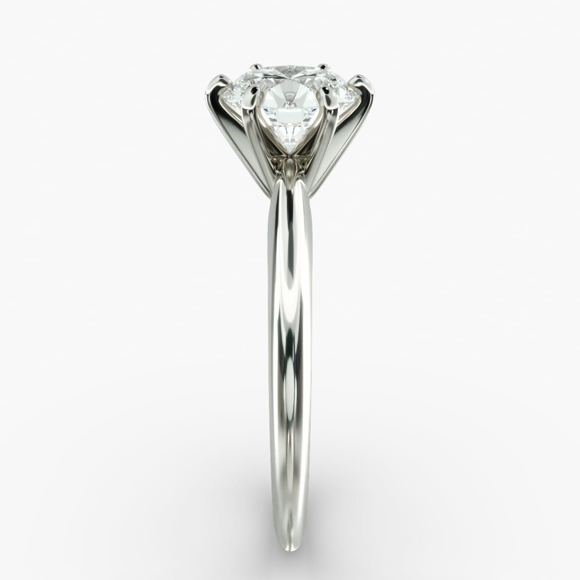Pierścionek zaręczynowy z sześcioramienną oprawą typu solitaire z laboratoryjnie hodowanym diamentem o szlifie okrągłym, certyfikowany przez AGI, 3.00 CTW – czystość F-Vs, złoto próby 585 (14K)