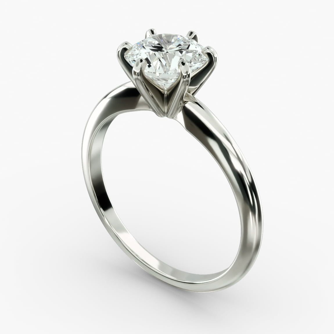 Pierścionek zaręczynowy z sześcioramienną oprawą typu solitaire z laboratoryjnie hodowanym diamentem o szlifie okrągłym, certyfikowany przez AGI, 3.00 CTW – czystość F-Vs, złoto próby 585 (14K)