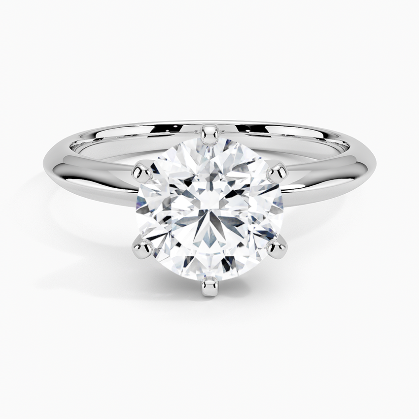 Pierścionek zaręczynowy z sześcioramienną oprawą typu solitaire z laboratoryjnie hodowanym diamentem o szlifie okrągłym, certyfikowany przez AGI, 3.00 CTW – czystość F-Vs, złoto próby 585 (14K)