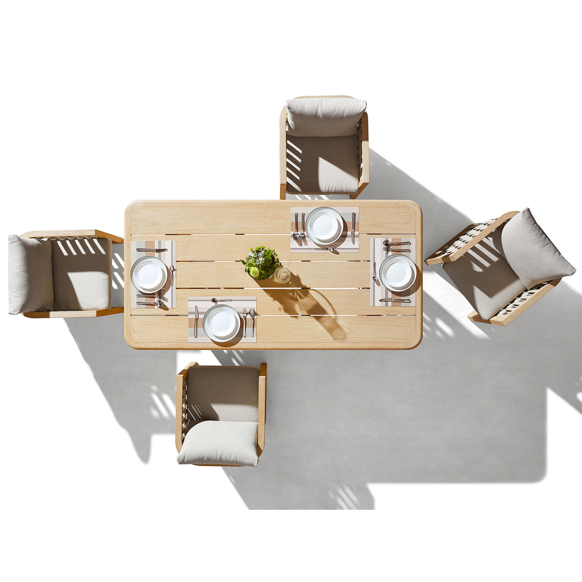RIVA 6 Person Teak Outdoor Patio Dining Set With Cushion