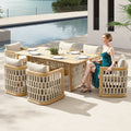RIVA 6 Person Teak Outdoor Patio Dining Set With Cushion