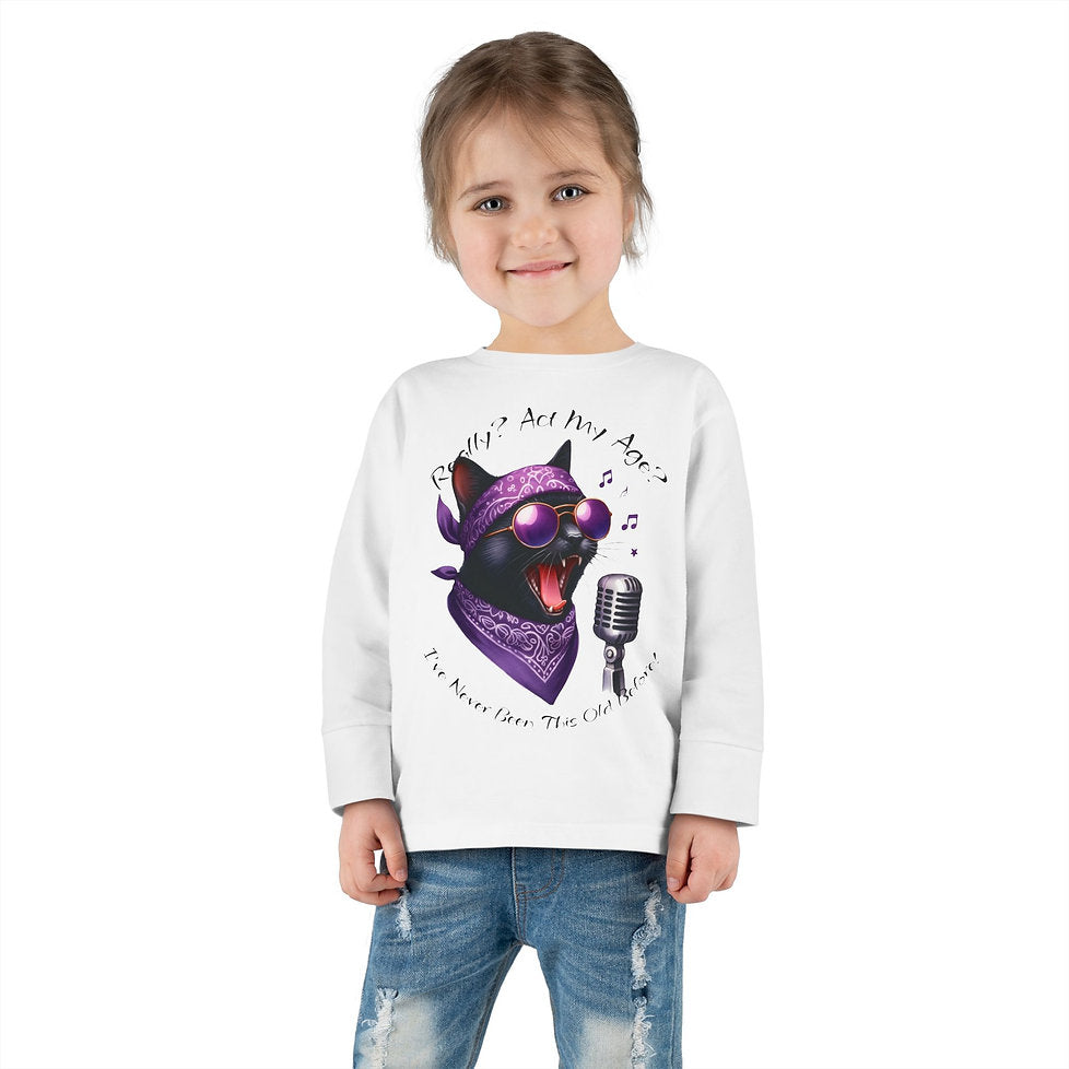 Rockin' Cattytude Langarm-Jersey-Shirt für Kleinkinder