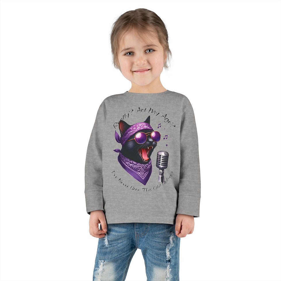 Rockin' Cattytude Langarm-Jersey-Shirt für Kleinkinder