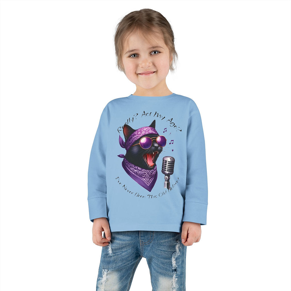 Rockin' Cattytude Langarm-Jersey-Shirt für Kleinkinder