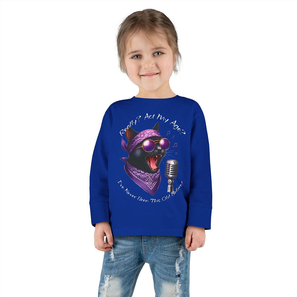 Rockin' Cattytude Langarm-Jersey-Shirt für Kleinkinder
