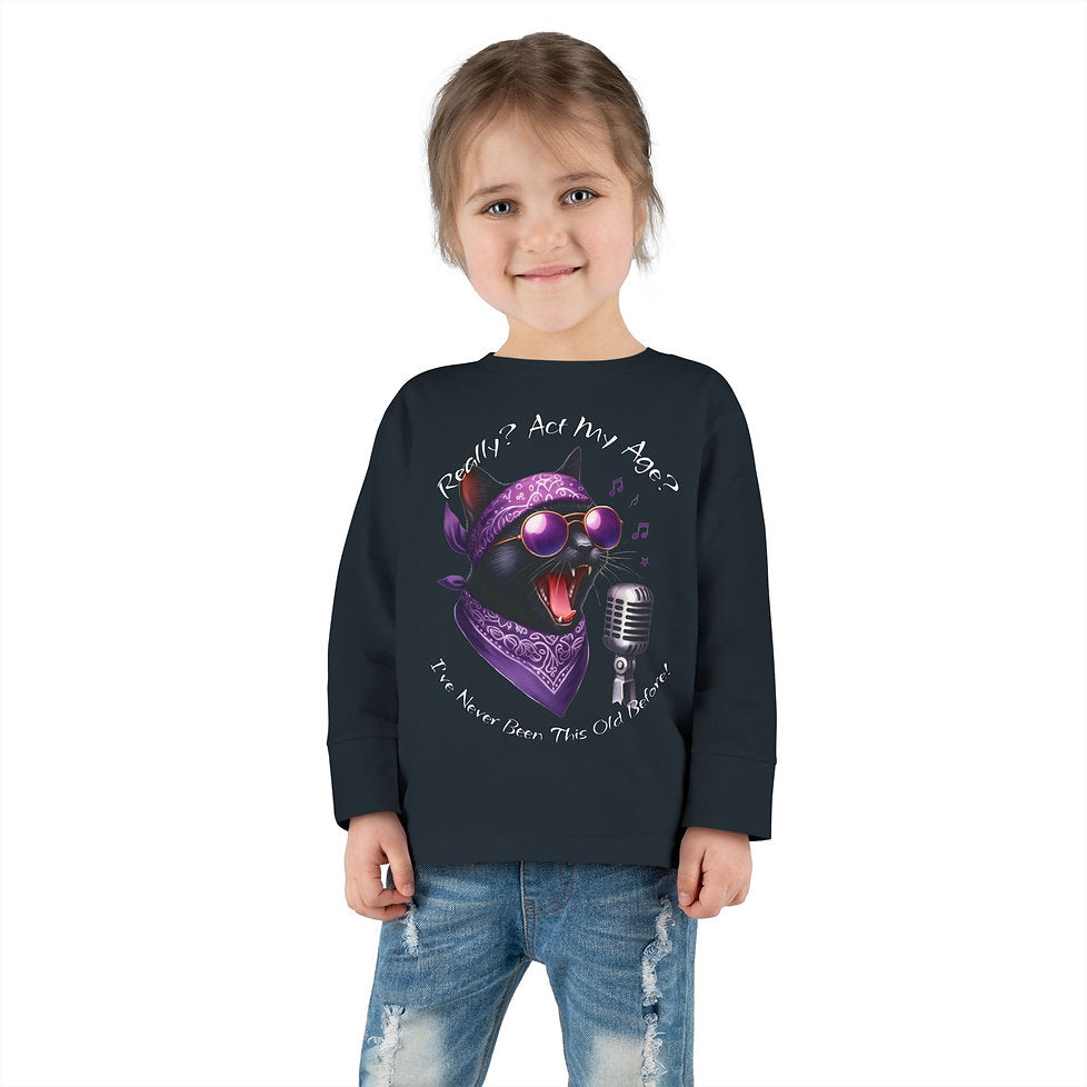 Rockin' Cattytude Toddler Long Sleeved Jersey Tee