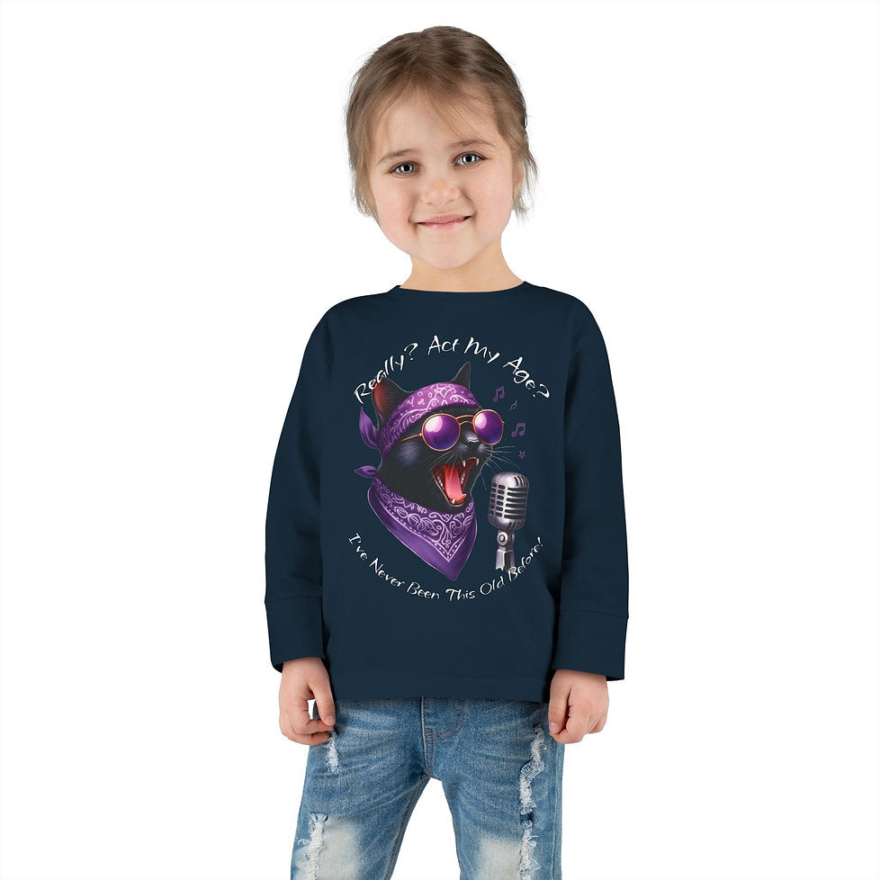 Rockin' Cattytude Langarm-Jersey-Shirt für Kleinkinder