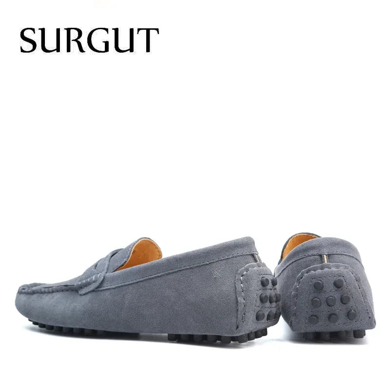Mocasines de verano para hombre marca SURGUT, estilo casual, suaves, de alta calidad, zapatos planos de cuero auténtico, estilo italiano para conducir.
