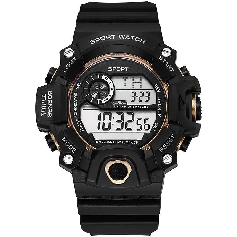 Reloj de pulsera electrónico deportivo de moda para hombre, reloj militar para niños con esfera grande multifuncional, impermeable y luminoso con alarma
