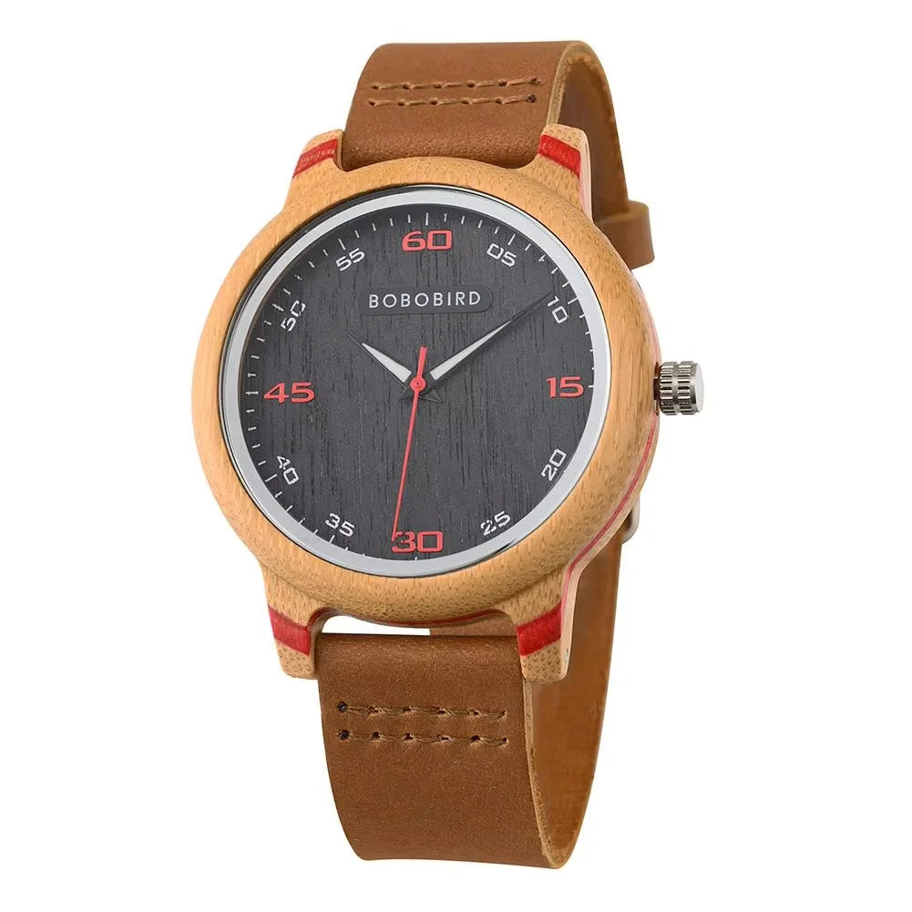 Couple Watch BOBO BIRD Wooden Simple Fashion Leather Wristwatch Men and Women Personality Timepiece Great Gift Reloj Luminous
