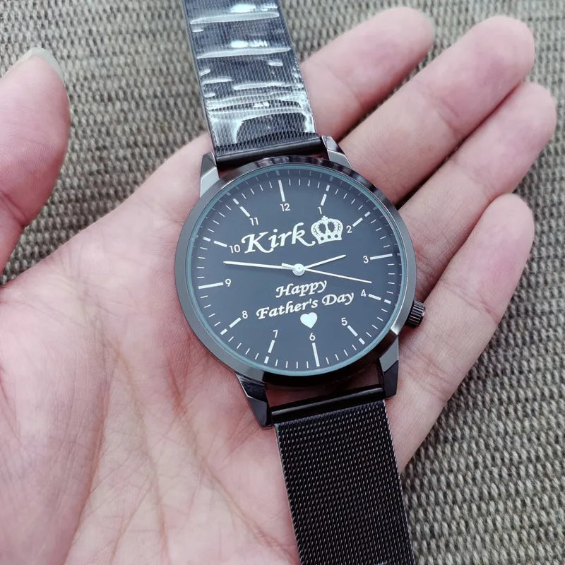 Grabado personalizado gratuito con su nombre, logotipo o texto. Reloj de pulsera para hombre y mujer, resistente al agua 3 ATM, reloj personalizado.