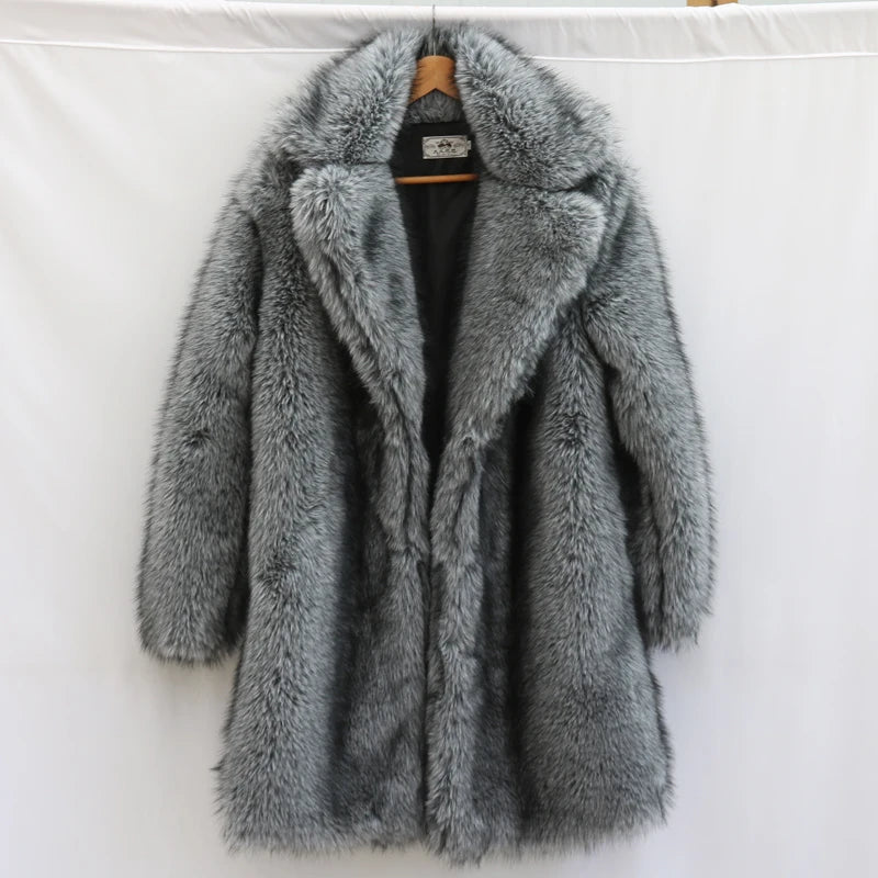 Men's Fur Coat Mink Fur Long Coat Plus Size Winter Thickened Warm Trench Coat