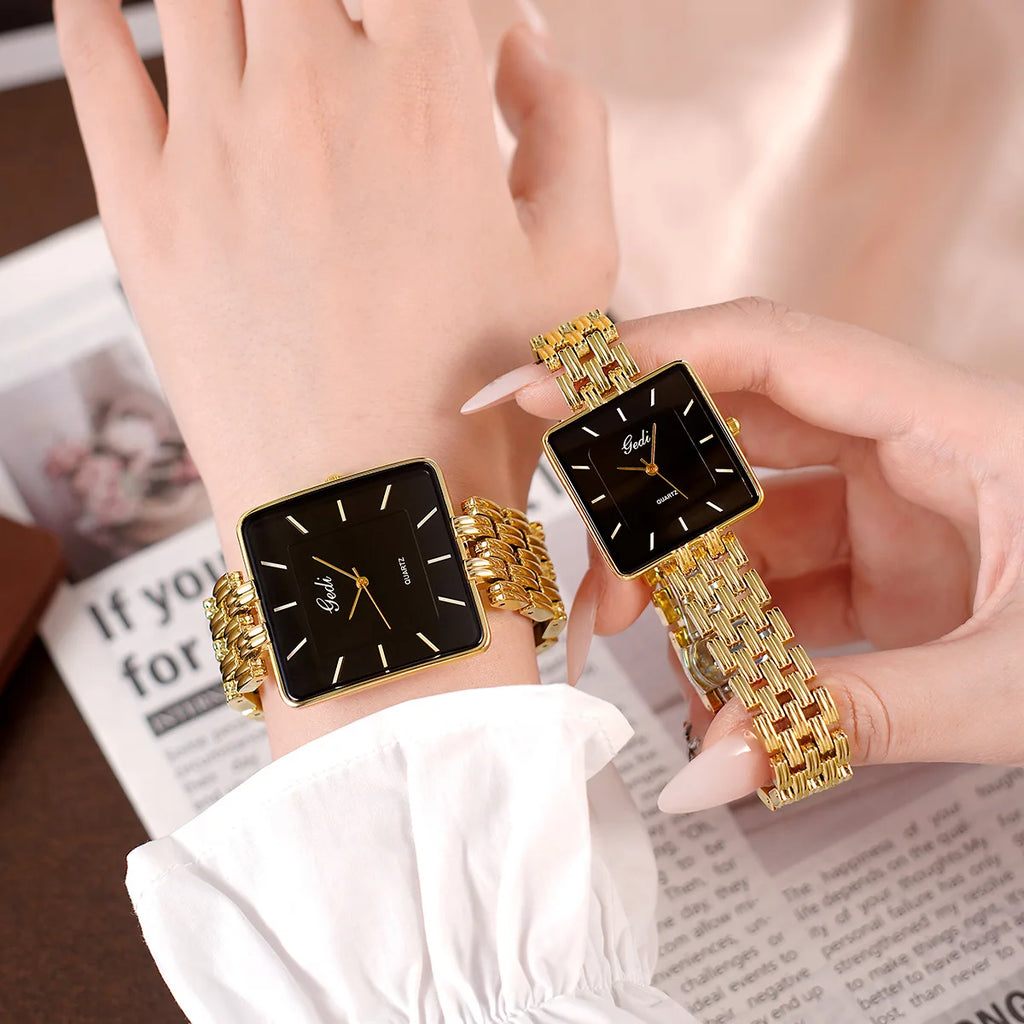 Ultra-Thin Waterproof Square Couple Watches Stainless Steel