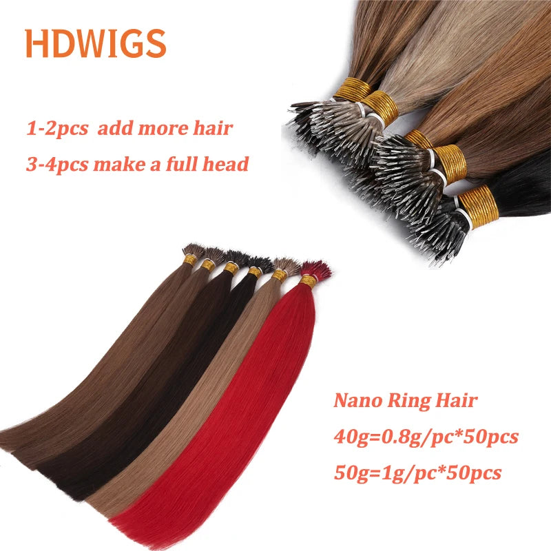 Nanoring Hair Extension Straight High Quality Real Human Hair Extensions for Women Micro Ring Link Hair Extensions Human Hair
