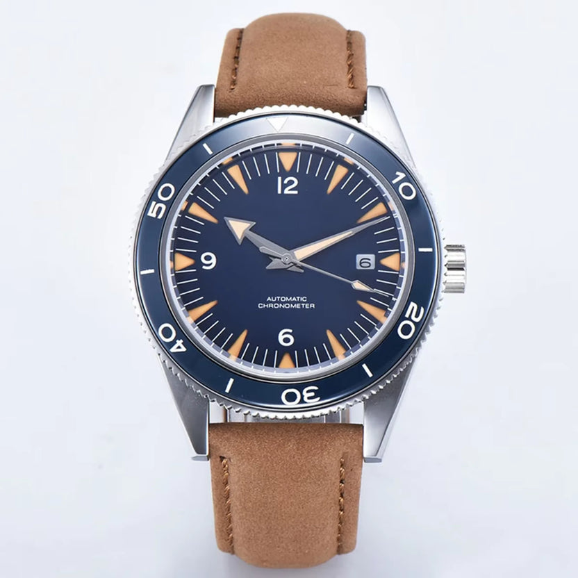 Męski zegarek 41 mm z własnym logo, luksusowy zegarek biznesowy z mechanizmem automatycznym NH35, szafirowe szkło, datownik, zegarek nurkowy