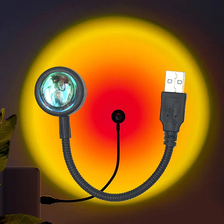 1x USB solnedgångslampa LED regnbåge neon nattlampa projektor fotografi vägg stämningsbelysning för sovrum hem rumsdekoration present