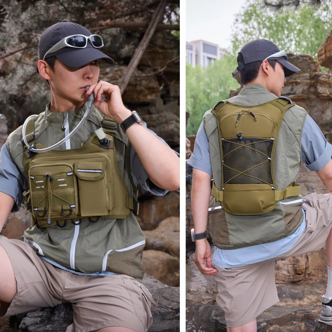Multi-Functional Tactical Chest Pack Hydration Backpack for Men