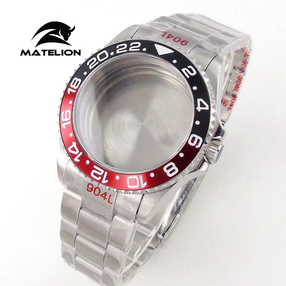Koperta do zegarka Matelion 20ATM Dive 40mm SUB, pasuje do mechanizmów NH35, NH34 GMT, ETA 2824, PT5000, stalowa bransoleta, szafirowe szkło, 120 kliknięć, przesuwane zapięcie