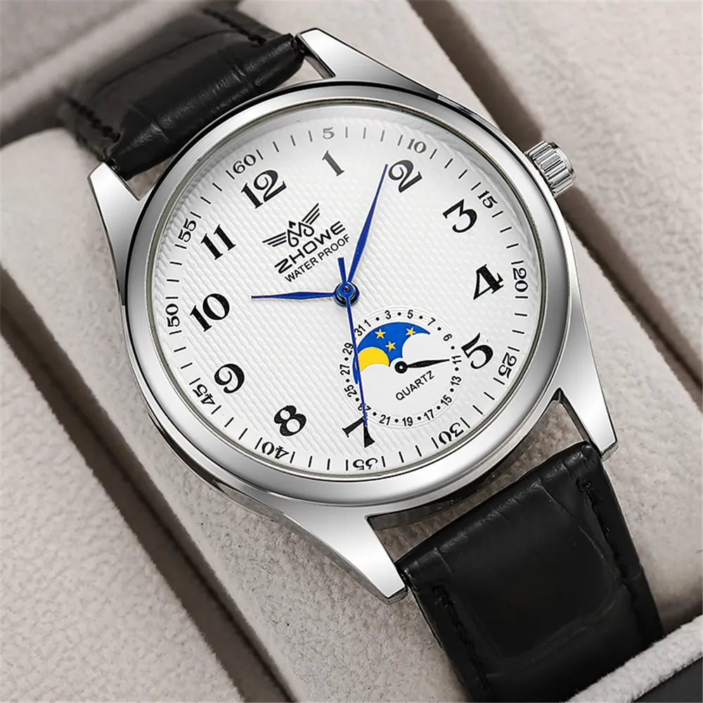 Fashion 2025 New Couple's Watch Simple Calendar Digital Quartz Watch Casual Black Leather Ladies Clock Dress Watches