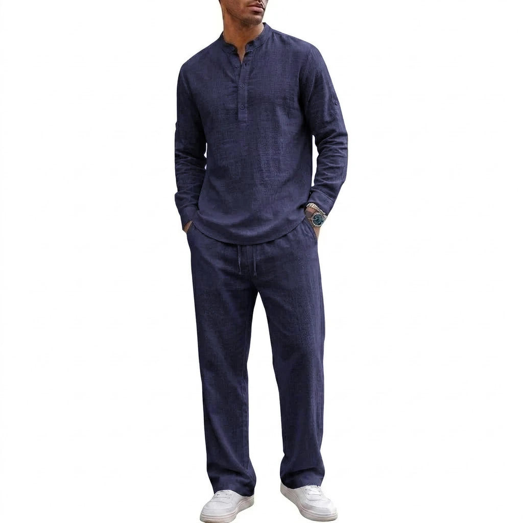 2 Piece Outfit Long Sleeve Lightweight Shirt Sets Spirng Solid Color