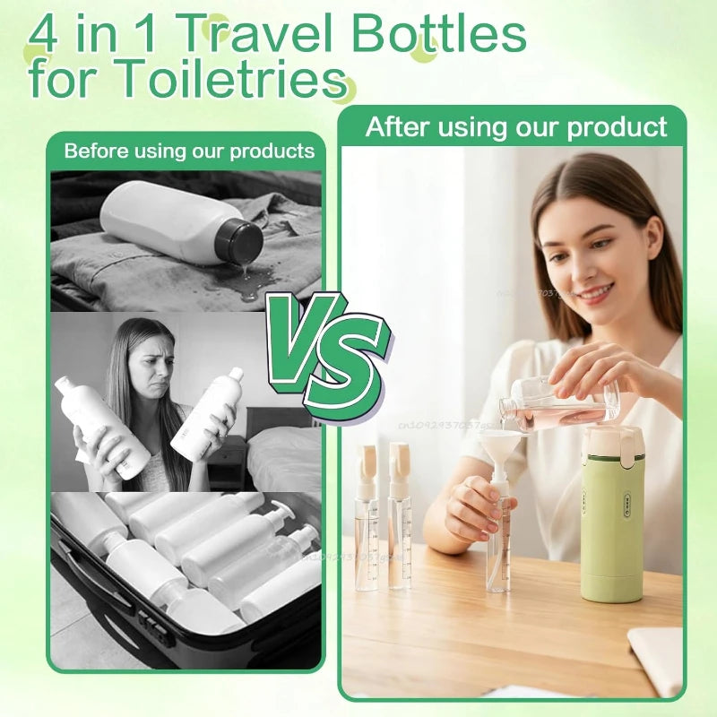 4 in 1 Travel Dispenser Portable Travel Bottles Leak Proof Leakproof Travel Container for Perfume Shampoo Conditioner Lotion