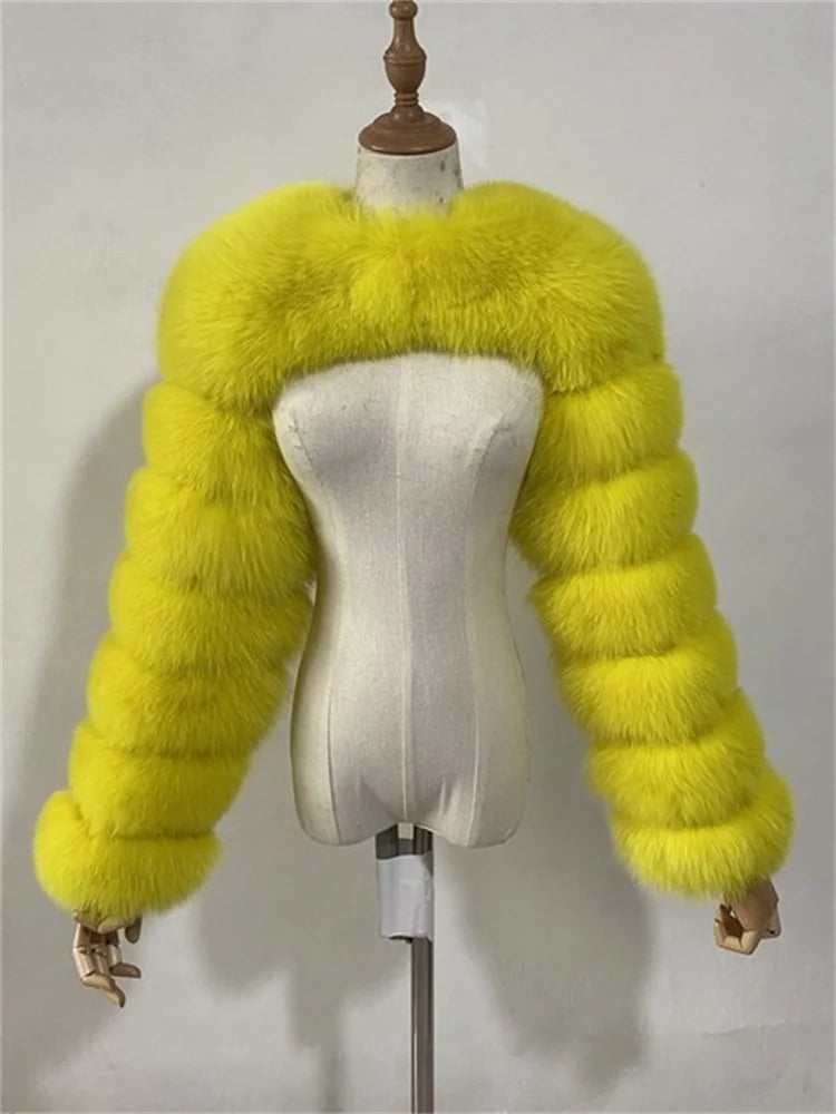 Winter Warm Clothes 2022 Pink Black Faux Fur Coats Women Long Sleeve Crop Top Gray White Faux Fur Jackets for Women Wholesale