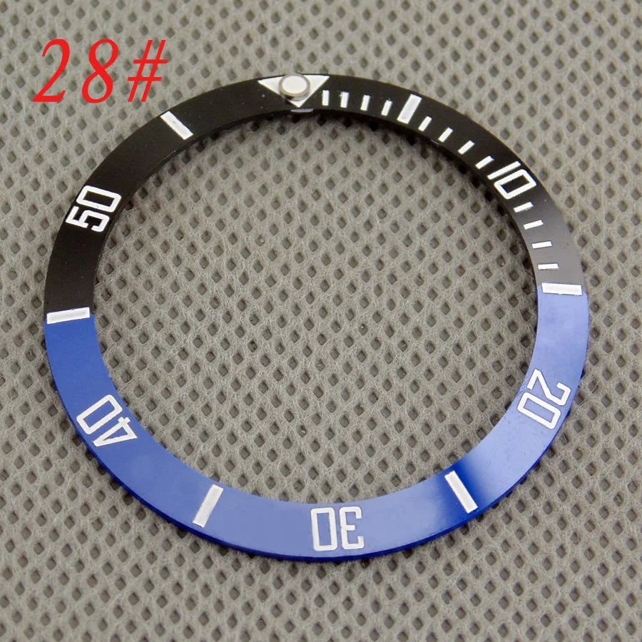 Inserto de bisel de cerámica negro, azul, blanco y verde de 38 mm para reloj automático para hombre Submariner de 40 mm