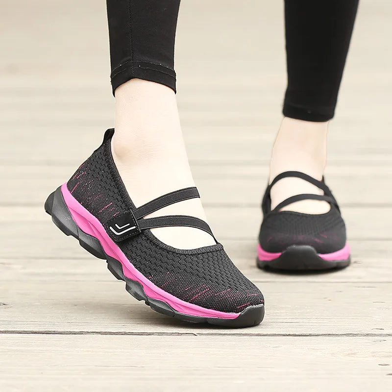 Women Flats Shoes Summer Mesh Sneakers Breathable Casual Shoes Women Loafers Lady Soft Walking Sneaker Boat Shoe Zapatos Mujer
