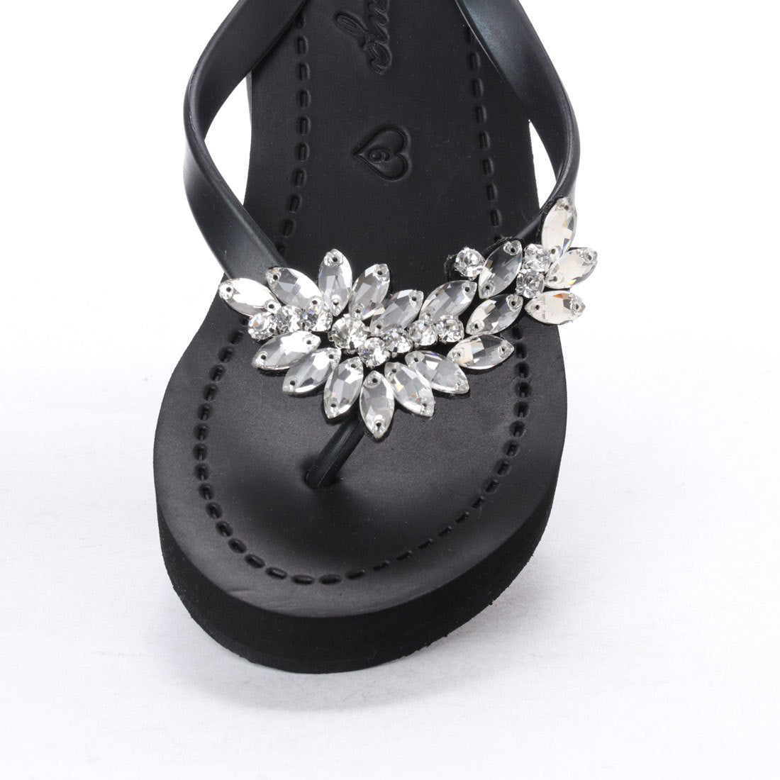 Bloom Crystal Wedge Sandals – Handcrafted in New York: Manhattan High Wedge Flip Flops Sandal