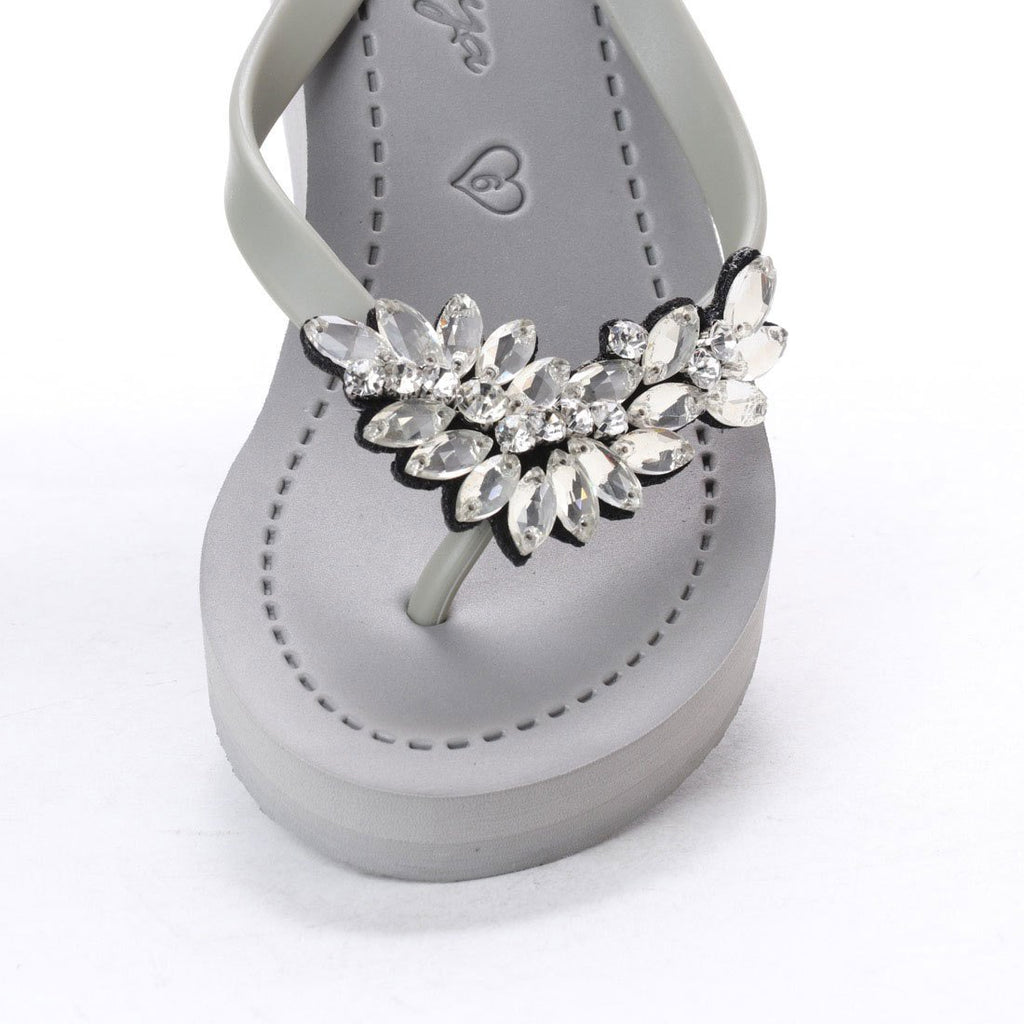 Bloom Crystal Wedge Sandals – Handcrafted in New York: Manhattan High Wedge Flip Flops Sandal