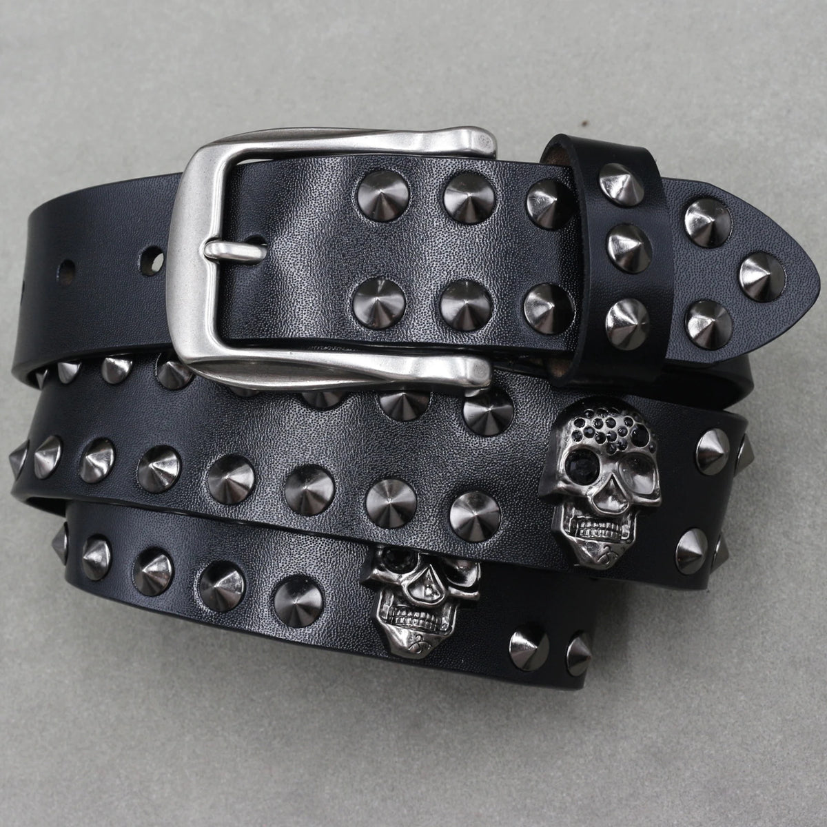 Cinturón de cuero genuino estilo punk heavy metal, cinturones de hip hop para hombre con remaches de cruz, cinturón para vaqueros, correa masculina, cinturón de diseñador para hombre